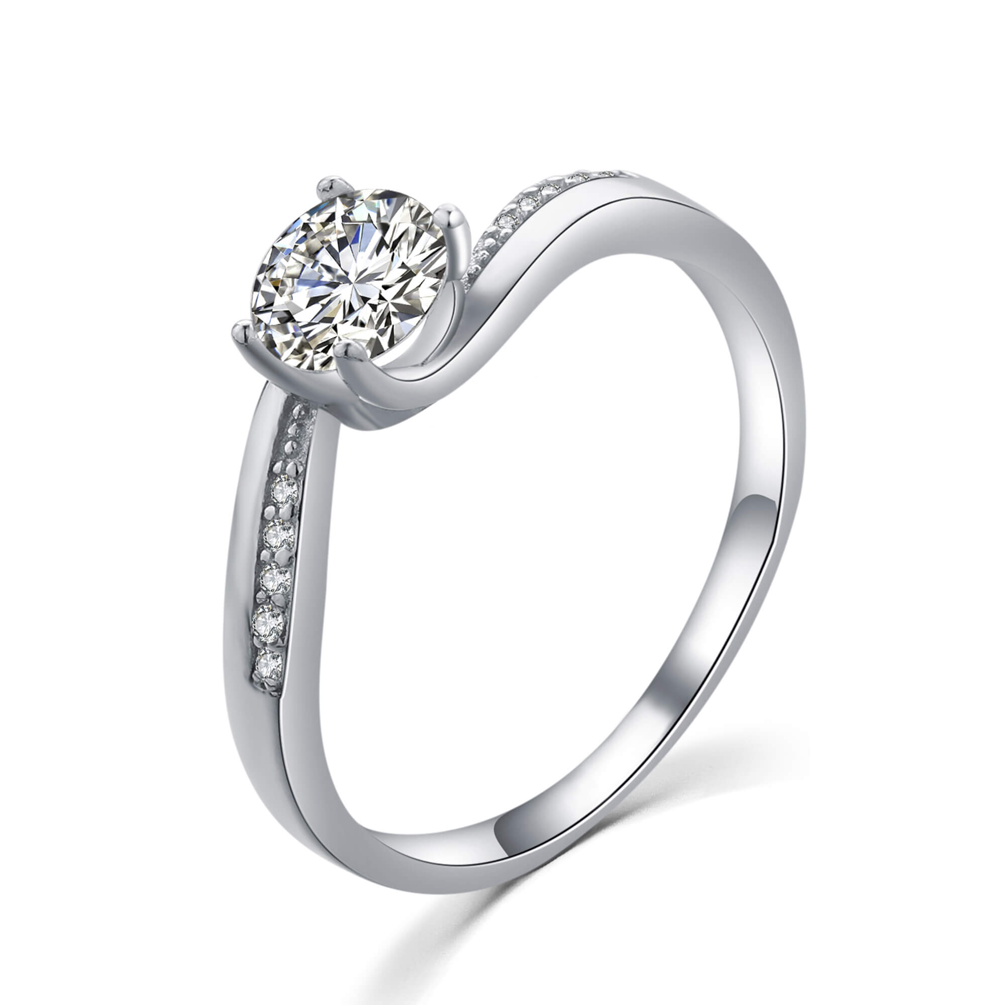 MOISS Elegantní stříbrný prsten s čirými zirkony R00005 48 mm