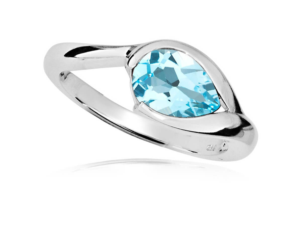 MOISS Elegantný strieborný prsteň s modrým topazom RG0001 59 mm + 2 mesiace na vrátenie tovaru