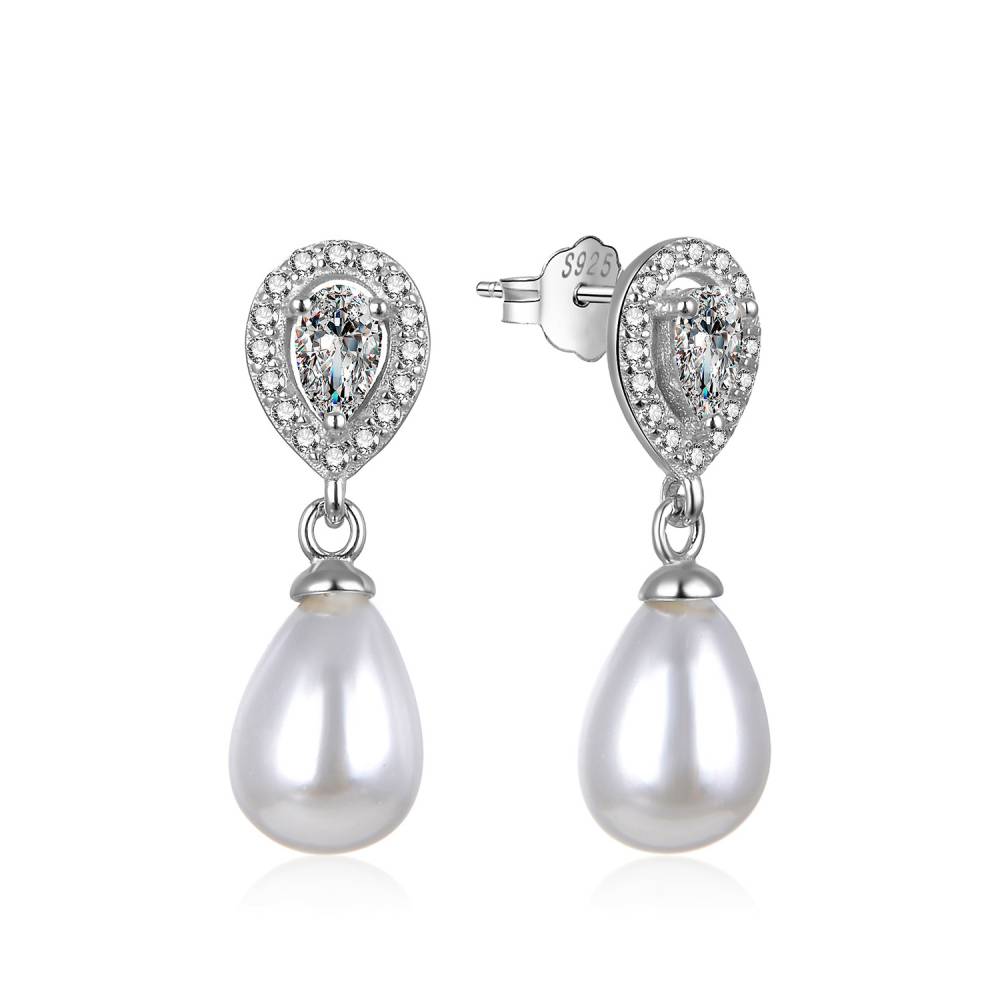 MOISS Egyedi ezüst fülbevaló gyöngyökkel és cirkónium kövekkel E0003107