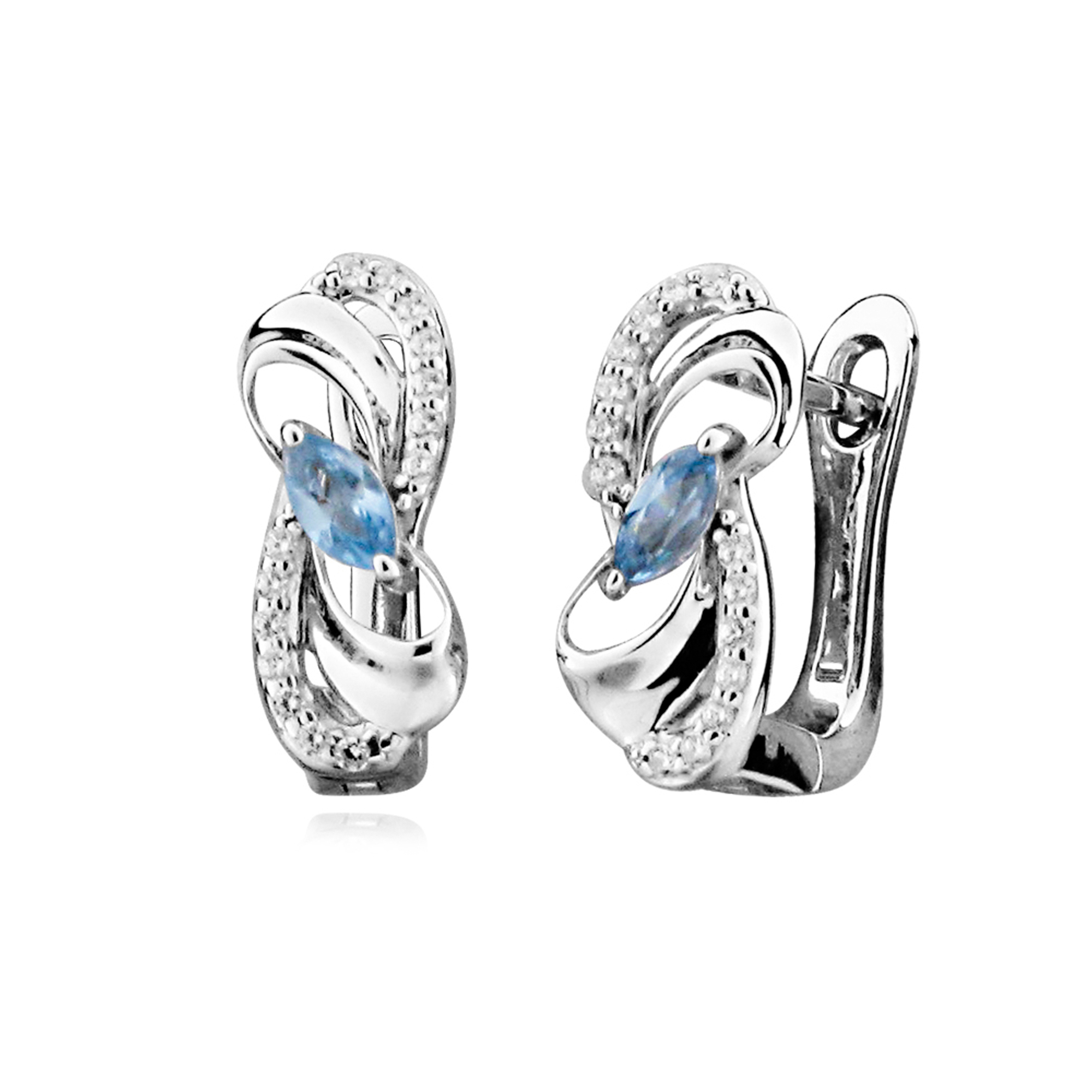 MOISS EG000084 Luxus ezüst fülbevaló kék topázzal