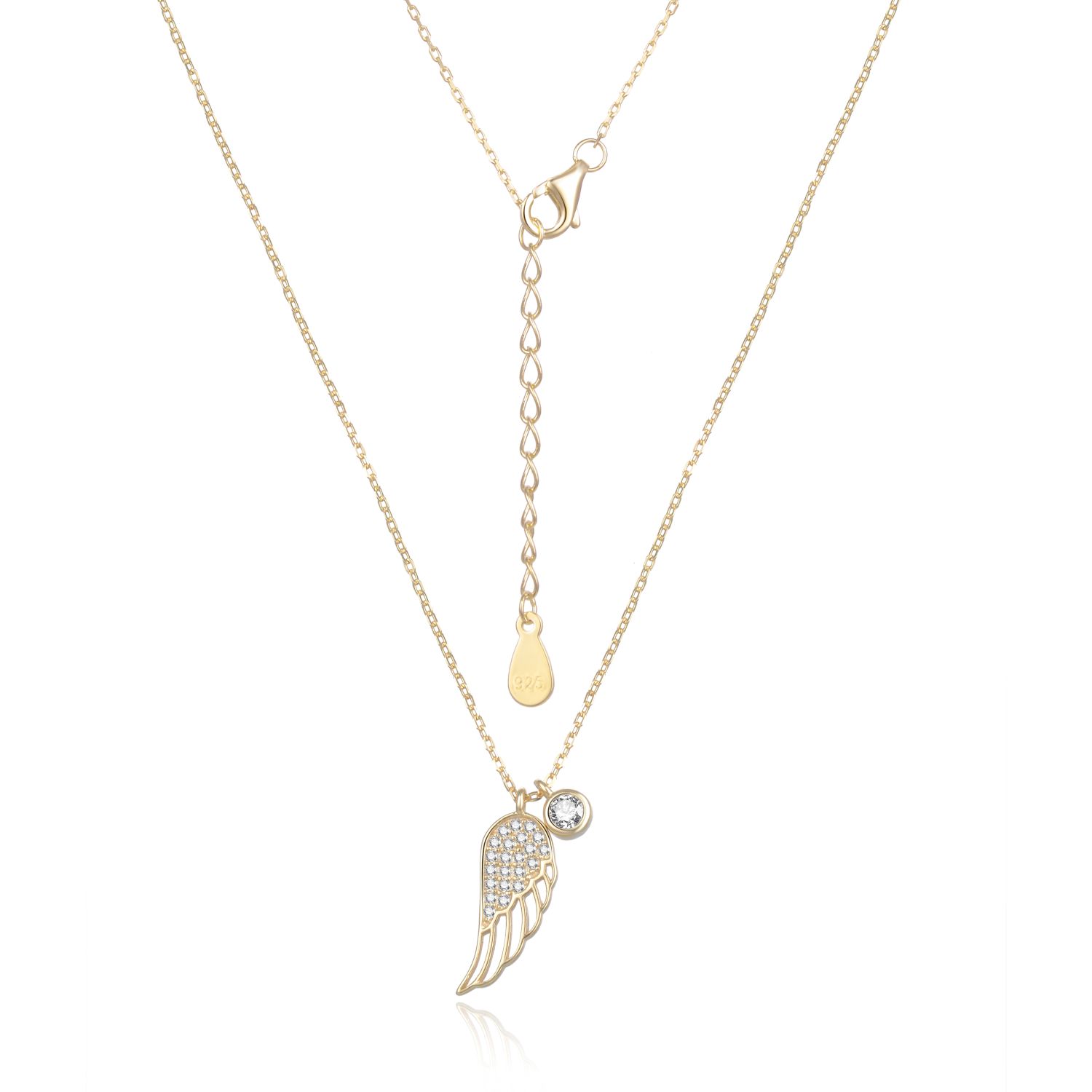 MOISS Módní pozlacený náhrdelník Andělské křídlo N0000508