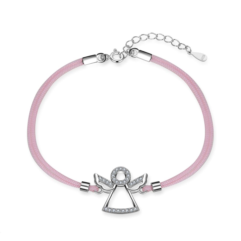 MOISS Nežný ružový textilný náramok Anjelik B0000797