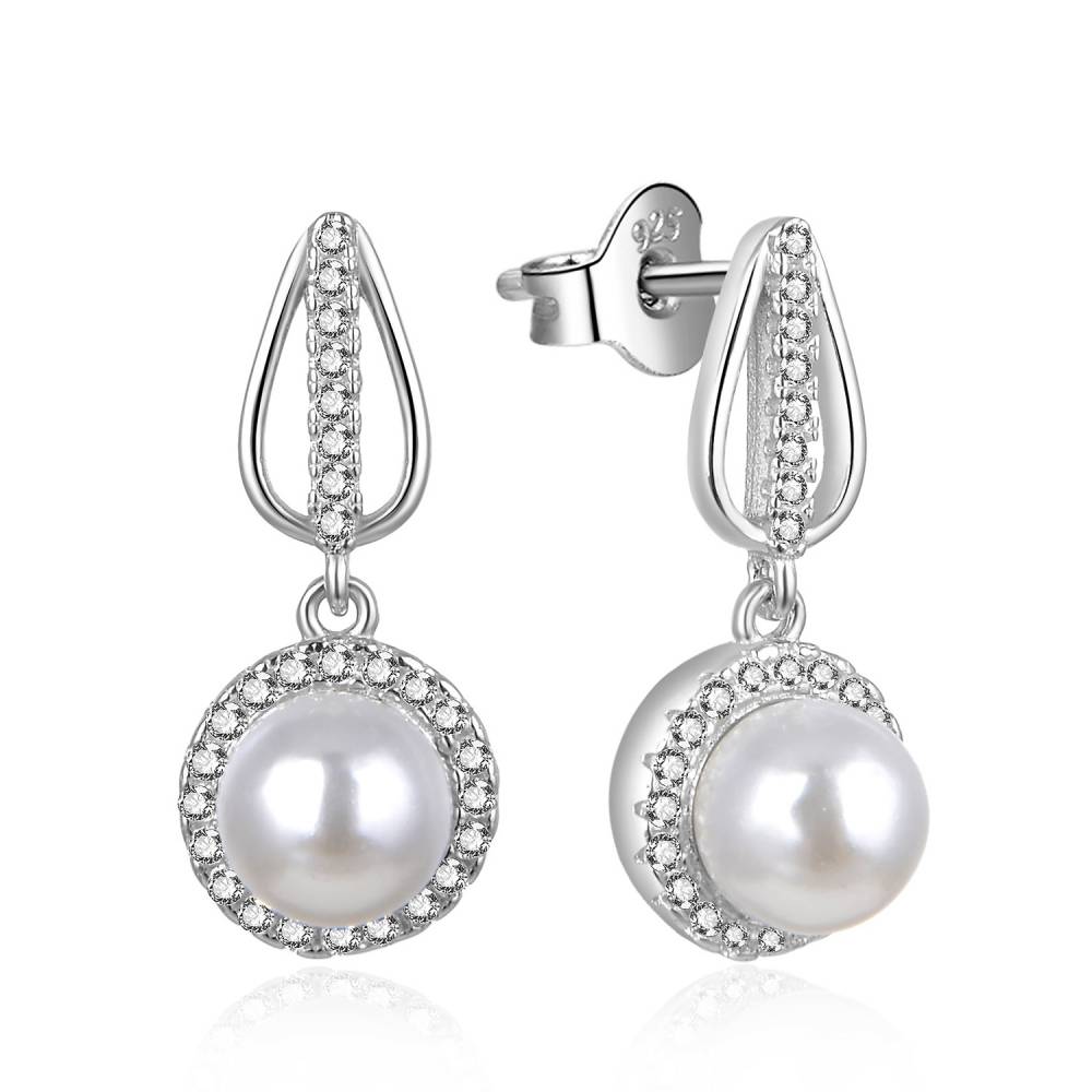 MOISS Okouzlující stříbrné náušnice s perlami a zirkony E0003119