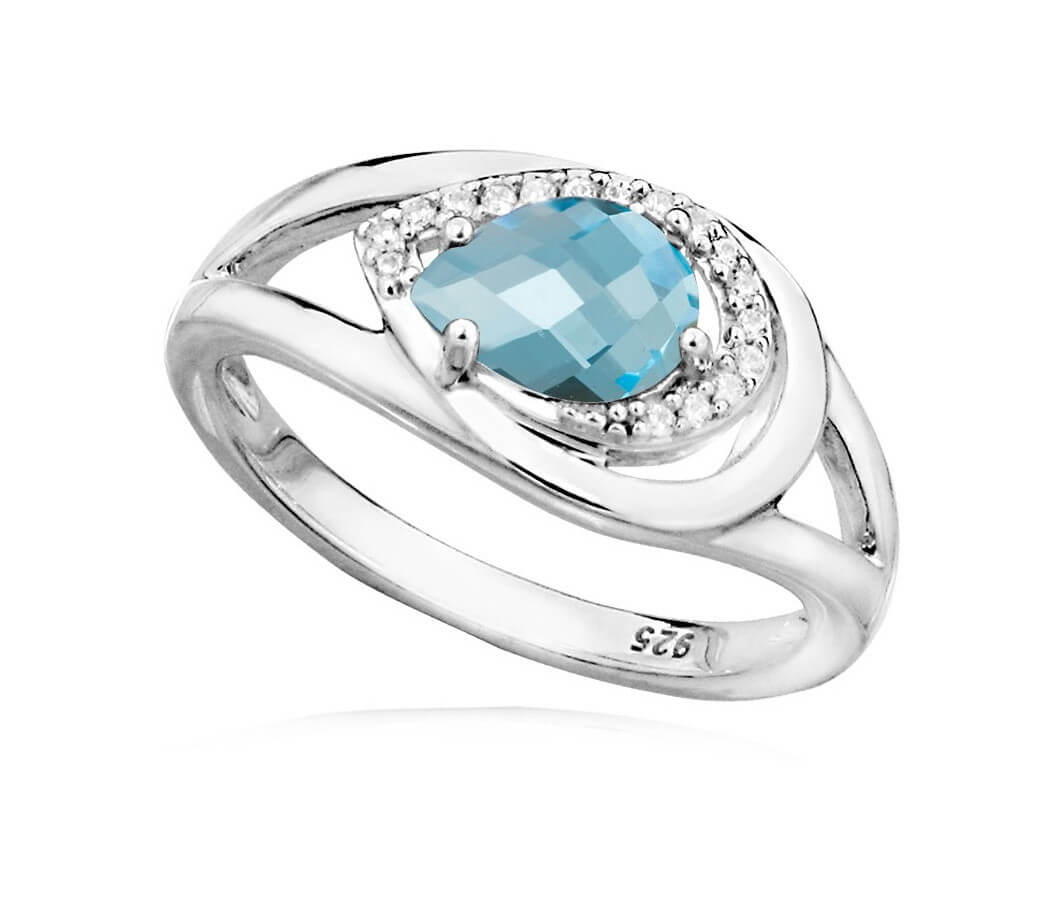 MOISS Okouzlující stříbrný prsten s topazem a zirkony RG0000 54 mm
