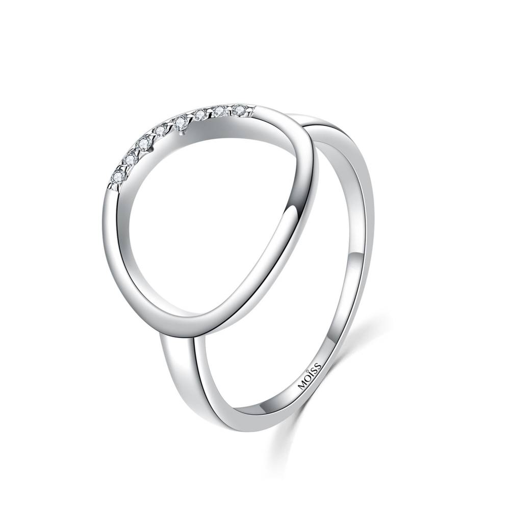 Levně MOISS Elegantní stříbrný prsten se zirkony R0001901 48 mm