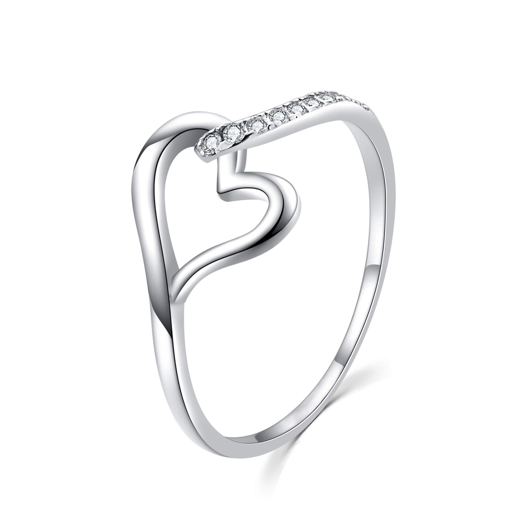 MOISS Okouzlující stříbrný prsten se zirkony Srdce R00019 52 mm