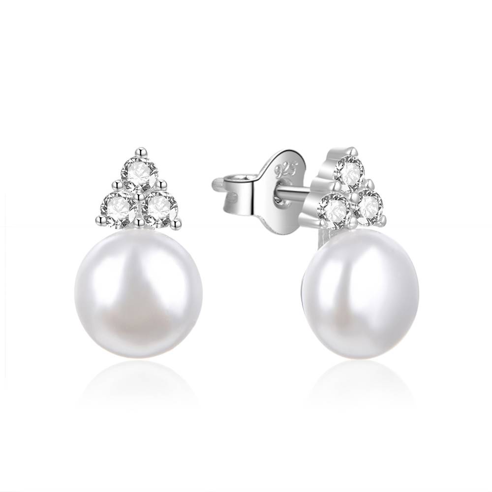 MOISS -  Půvabné stříbrné náušnice s perlami a zirkony E0003109