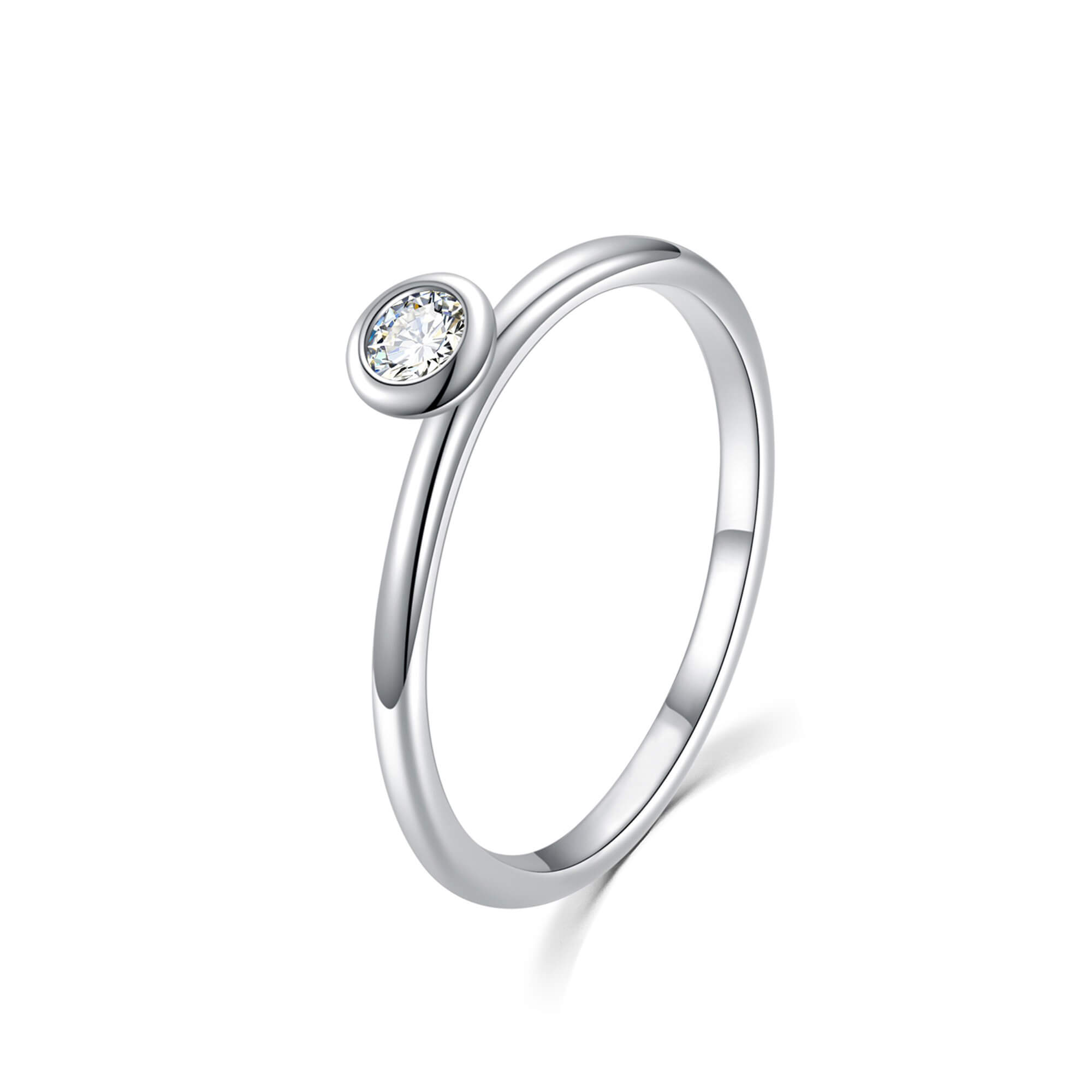 MOISS Půvabný stříbrný prsten s čirým zirkonem R00019 59 mm