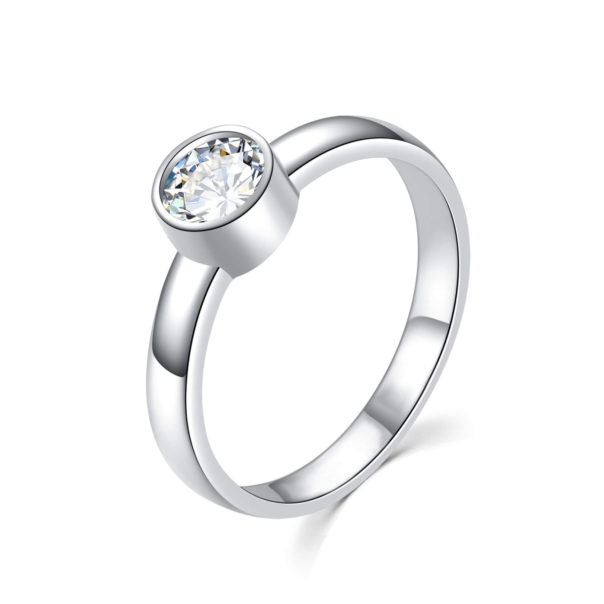 MOISS Půvabný stříbrný prsten s čirým zirkonem R00020 48 mm