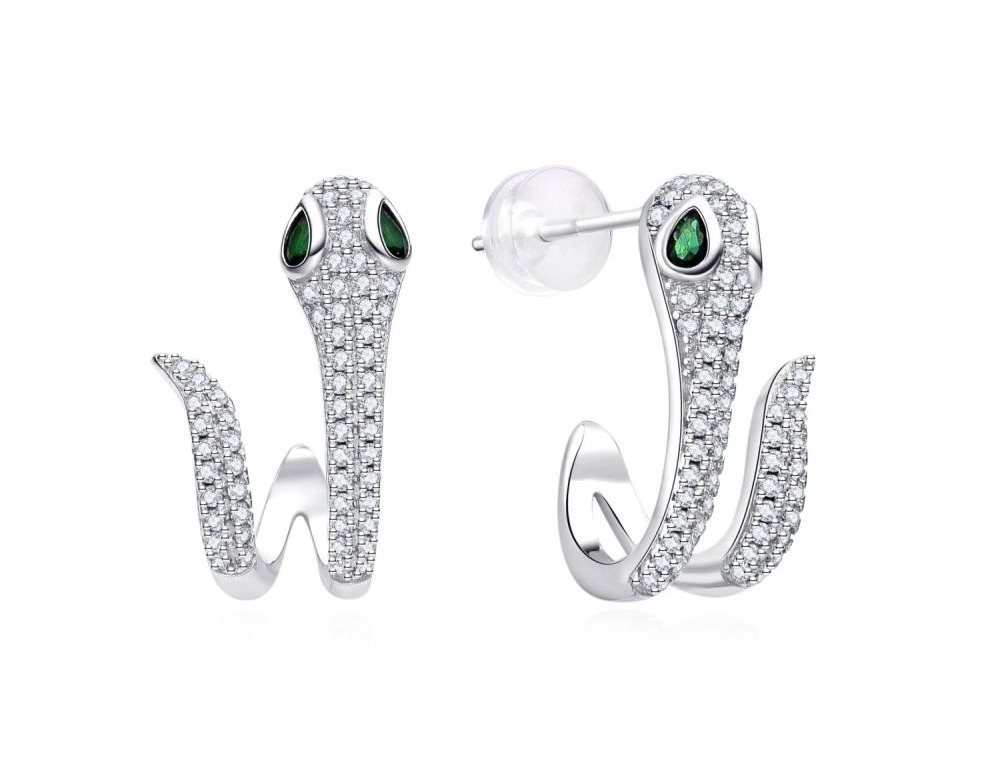 MOISS Strieborné náušnice Had s kubickými zirkónmi E0004973