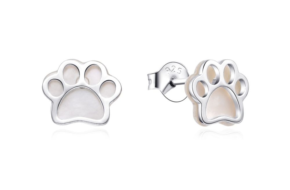 MOISS Strieborné náušnice s perleťou Tlapka E0003946