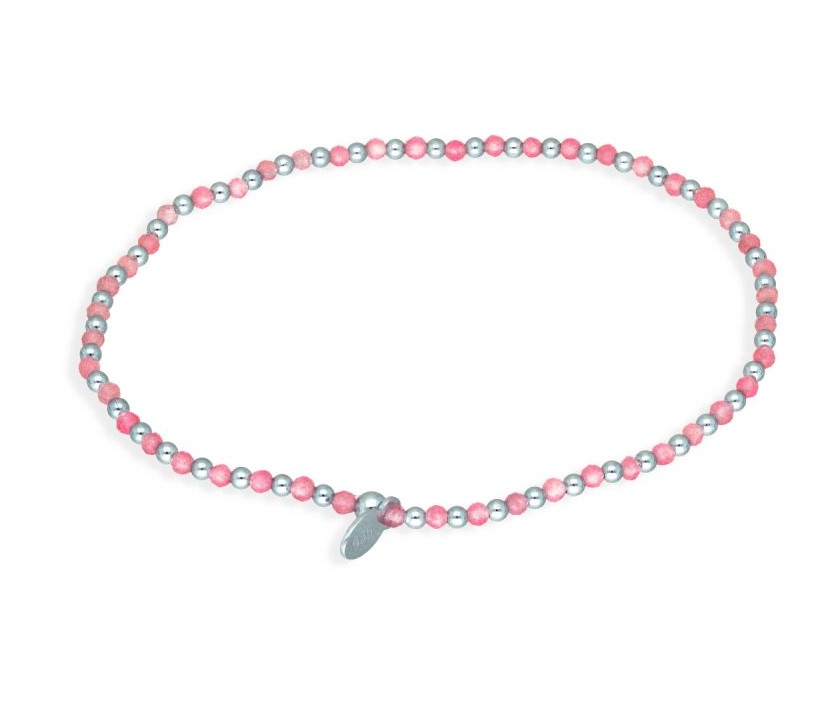 MOISS Strieborný korálkový náramok s rubínom BG000026