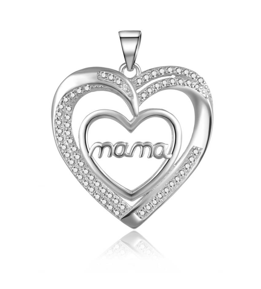 MOISS -  Stříbrný přívěsek se zirkony Srdce Mama P0001342