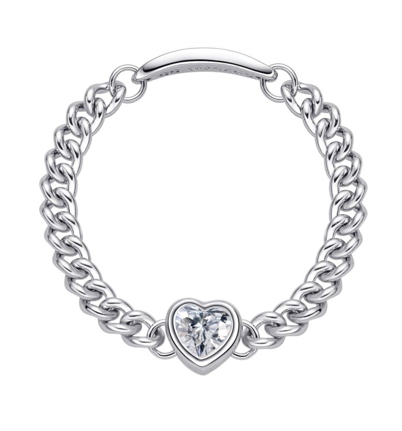 MOISS Strieborný retiazkový prsteň Trblietavé srdce CZR00011-P 53 mm