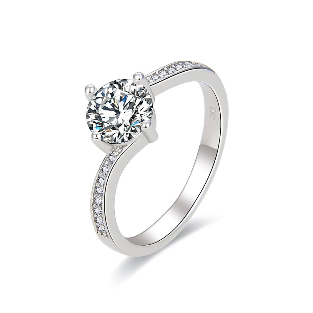 MOISS Třpytivý stříbrný prsten s čirými zirkony R000059 64 mm