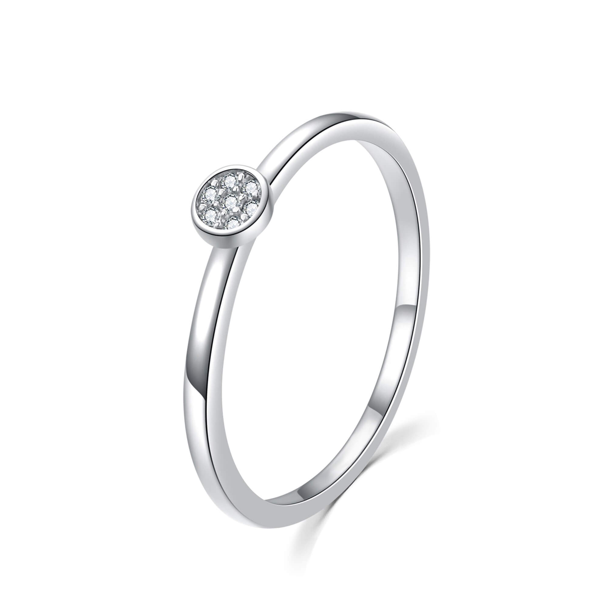 MOISS Třpytivý stříbrný prsten s čirými zirkony R00020 46 mm