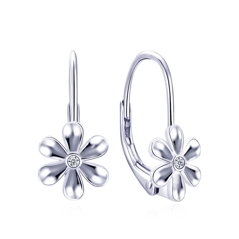 MOISS Visiace strieborné náušnice Kvetina E0000333