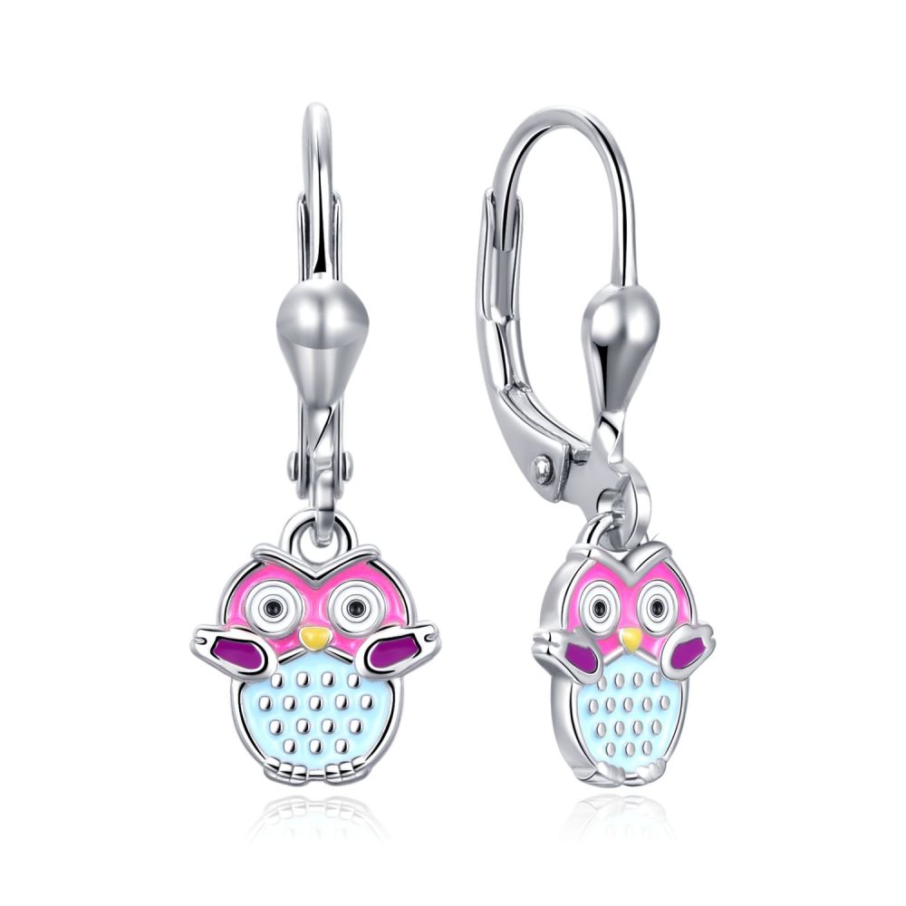 MOISS Visiace strieborné náušnice pre dievčatá Sovičky E0003771