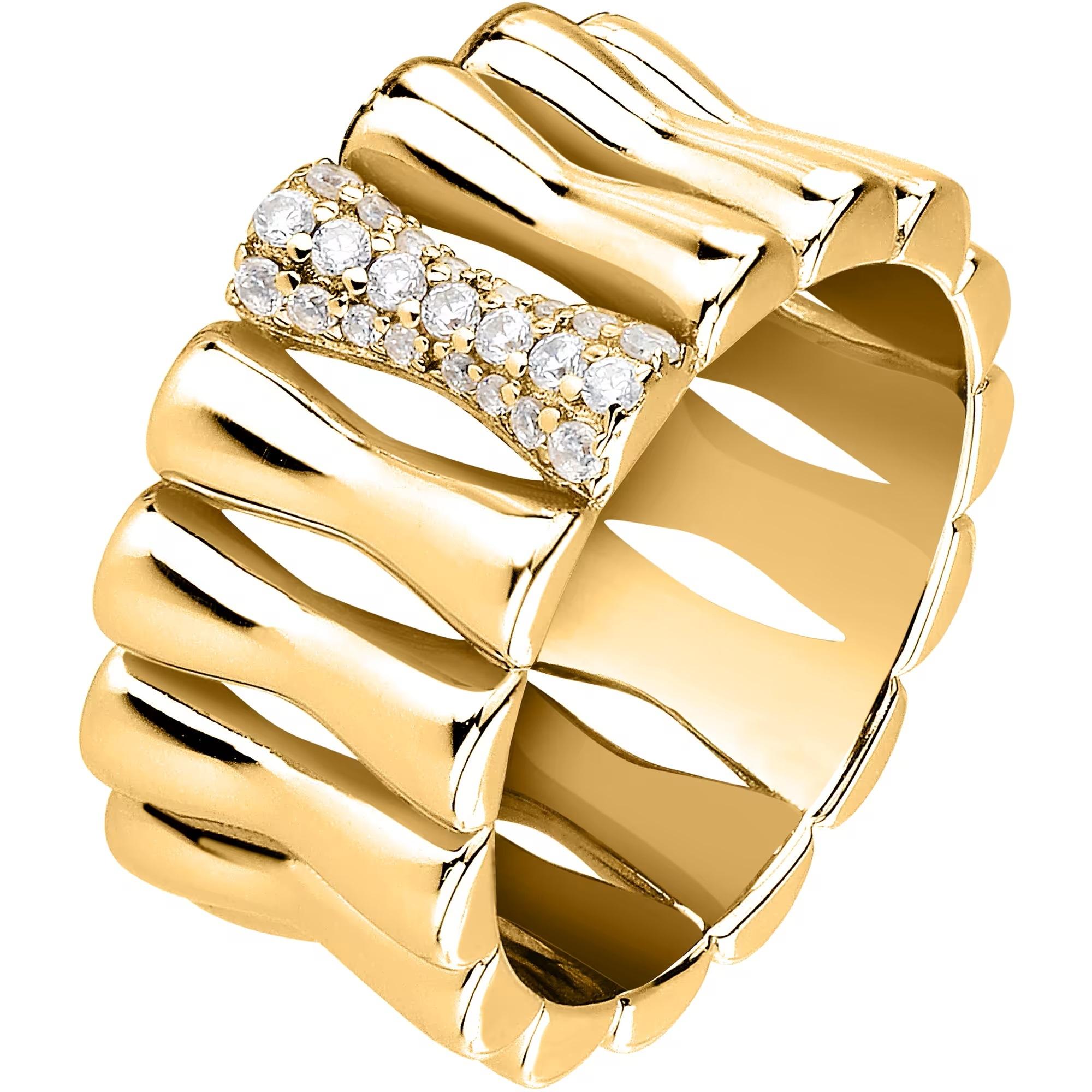 Morellato Moderní pozlacený prsten z recyklovaného stříbra Essenza SAWA19 56 mm