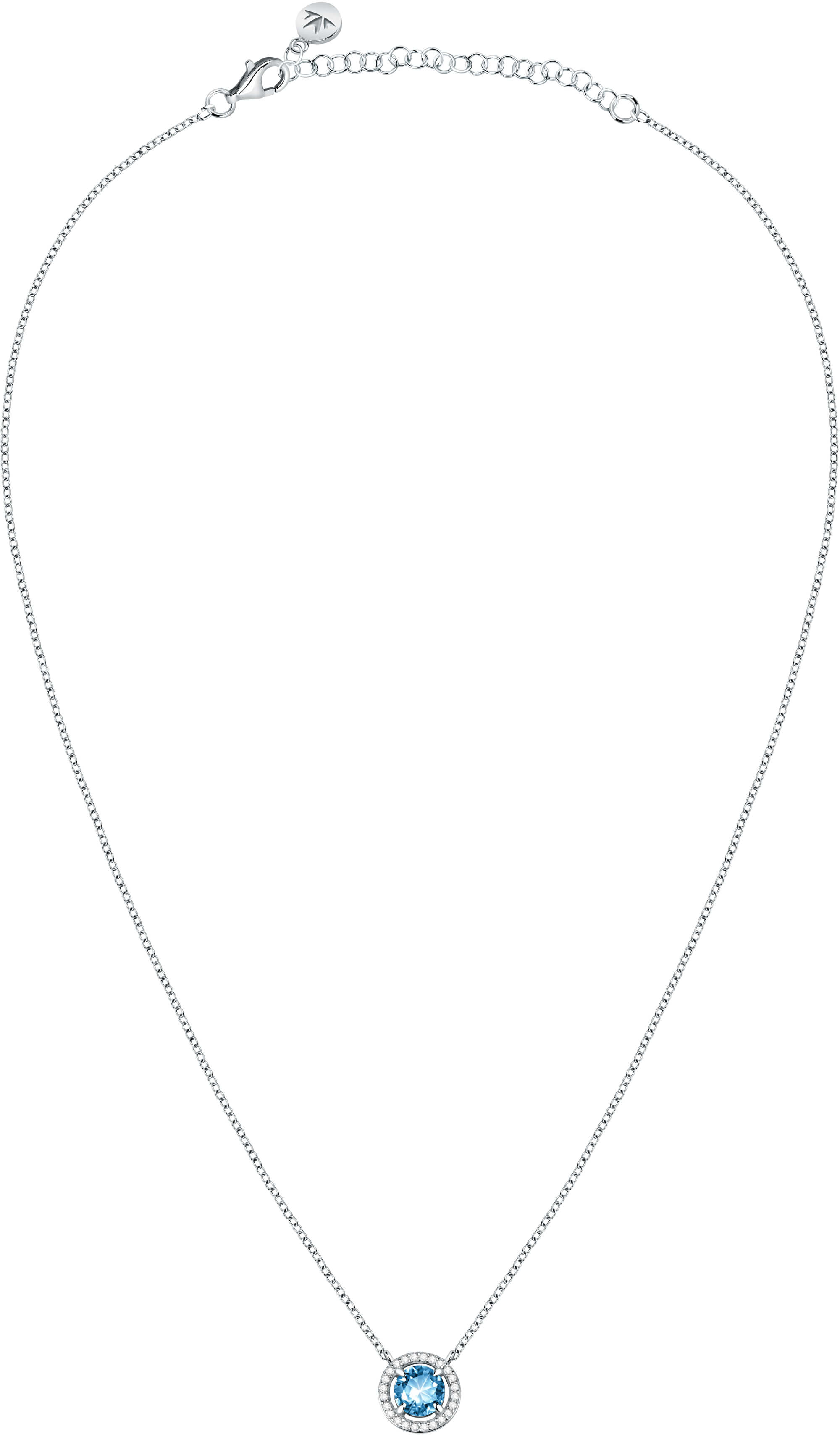 Morellato Gyengéd ezüst nyaklánc akvamarin kővel és kristályokkalTesori SAIW94