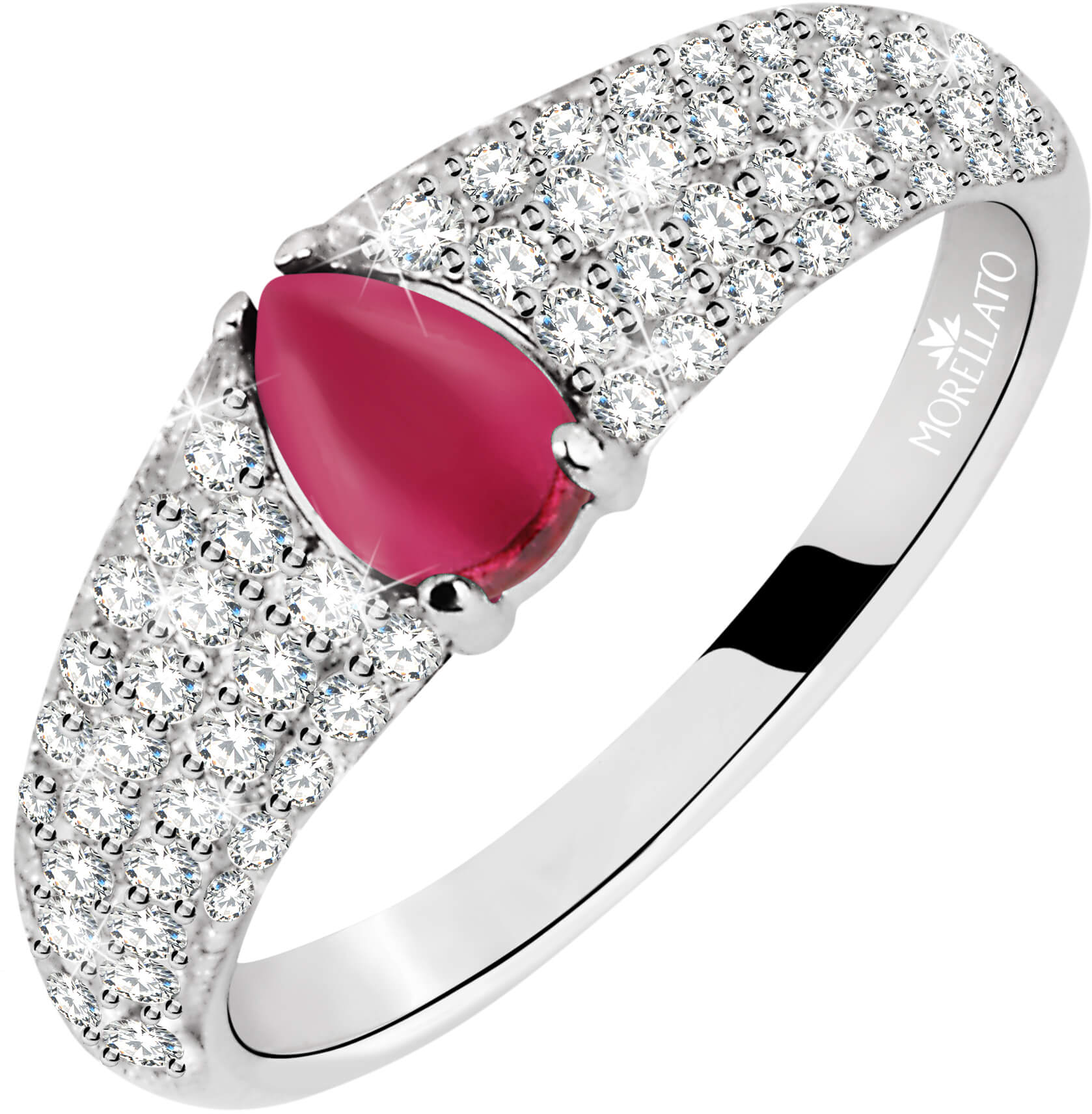 Morellato Třpytivý stříbrný prsten s červeným kamínkem Tesori SAIW42 52 mm