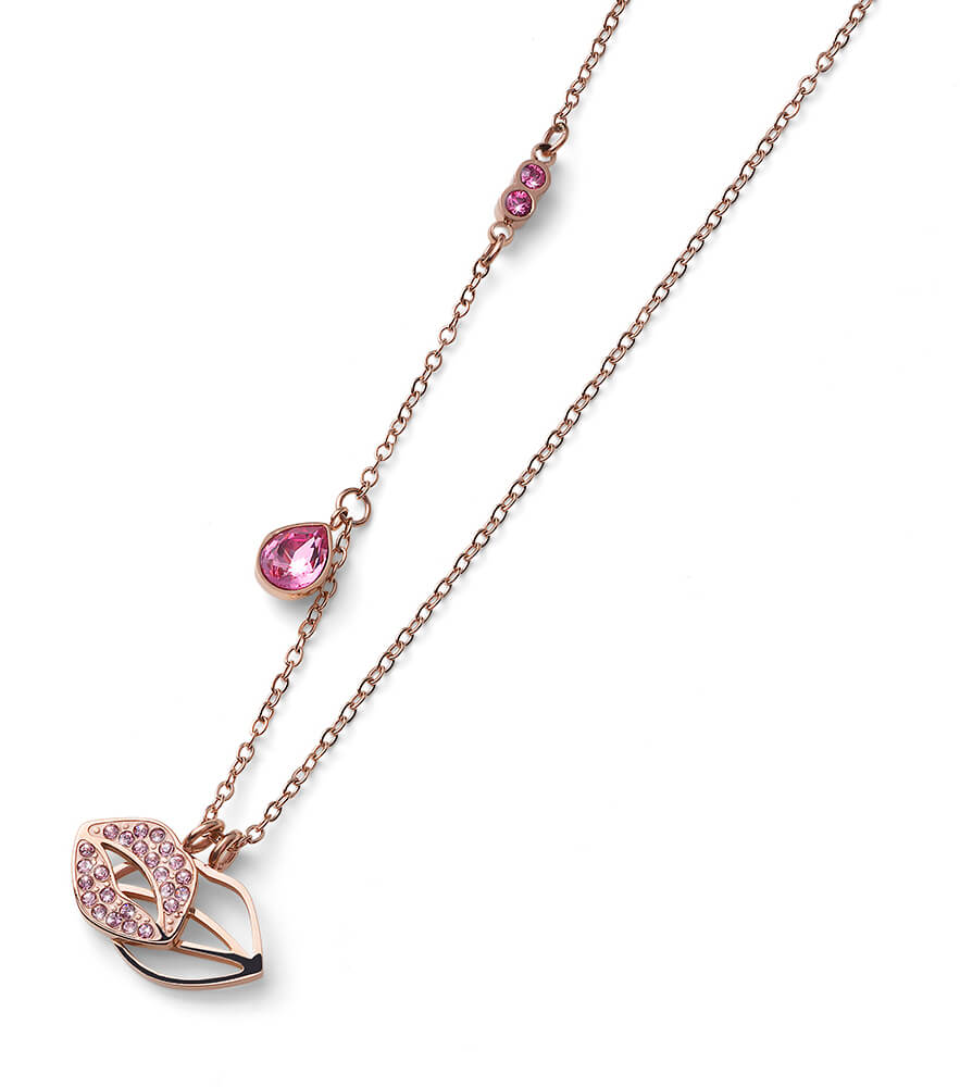 Oliver Weber Bronzový náhrdelník s krystaly Swarovski Kiss Rose 12151RG