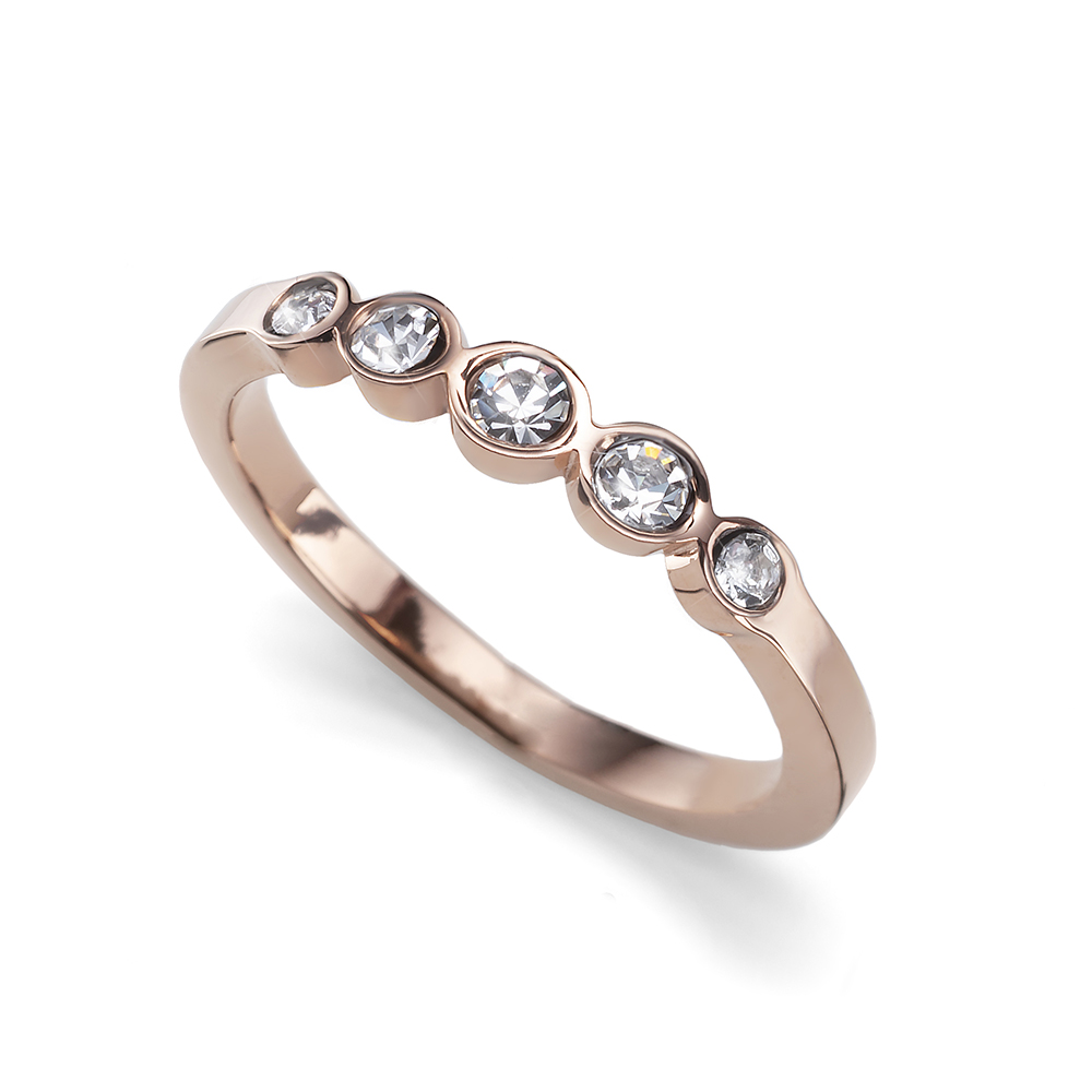 Oliver Weber Elegantní bronzový prsten s čirými krystaly Change 41165 61 mm