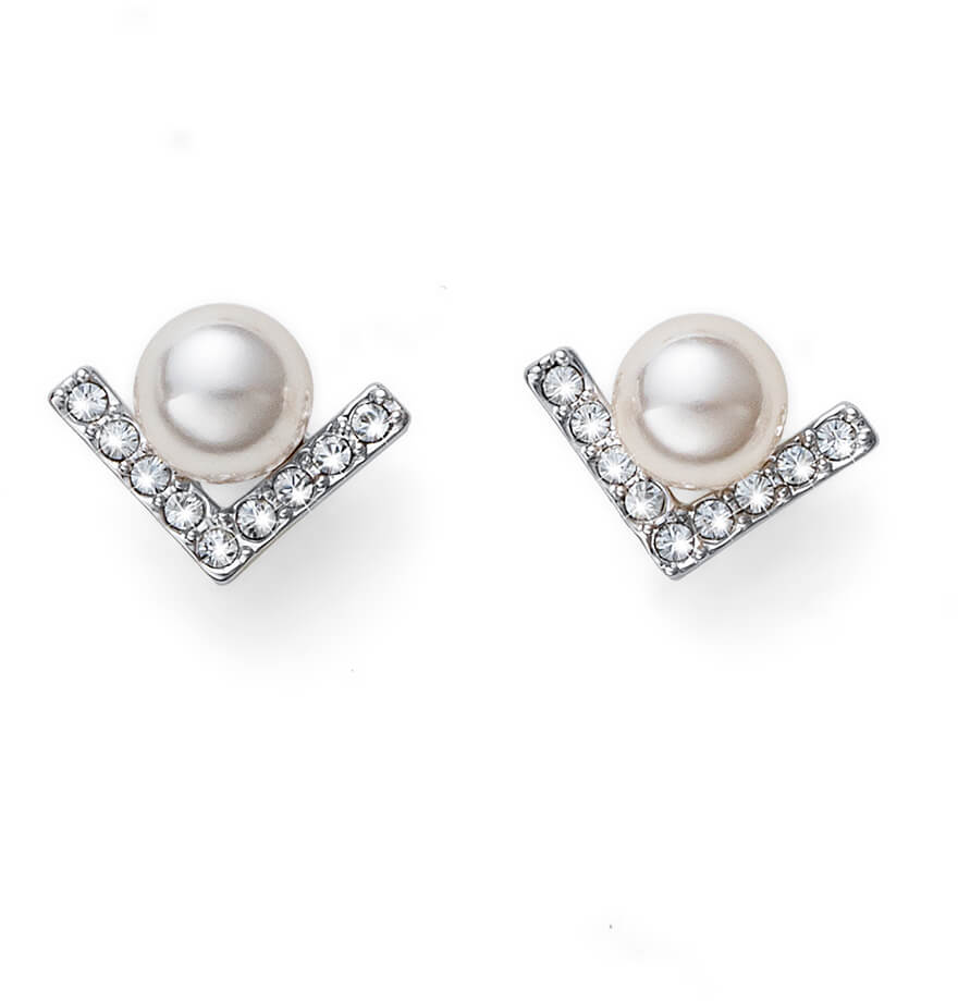 Oliver Weber Elegantní náušnice pecky s perlou a krystaly Swarovski Point Pearl 22917