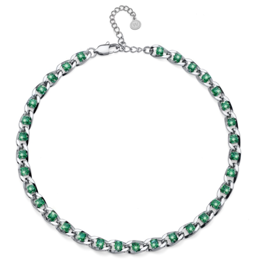 Oliver Weber Elegantný oceľový náhrdelník s kubickými zirkónmi Vishap 12307 GRE