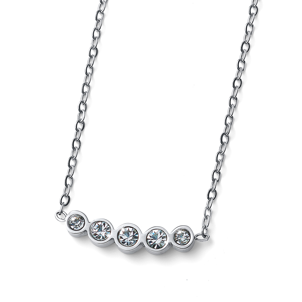 Oliver Weber Elegantní ocelový náhrdelník s čirými krystaly Change 12254