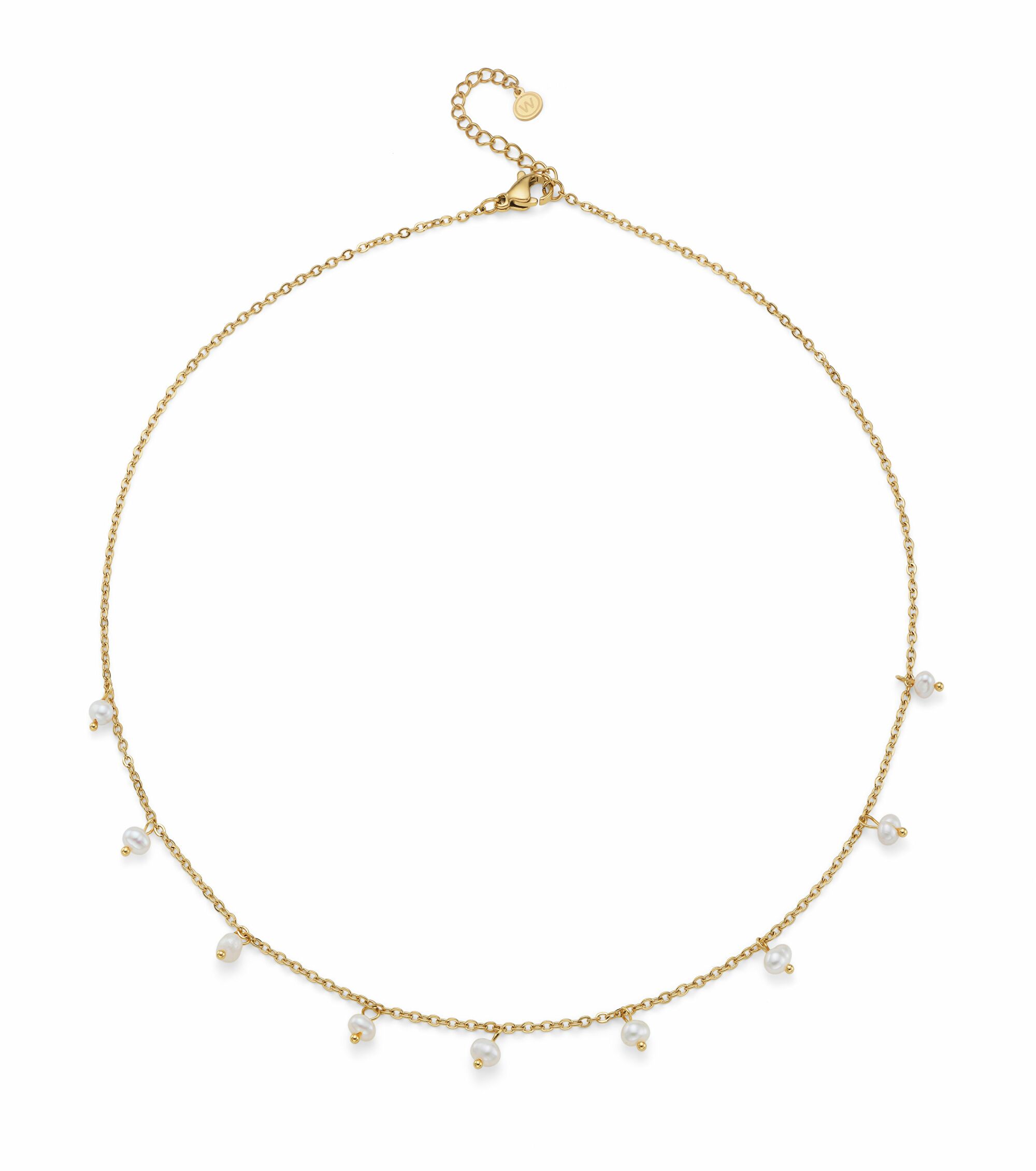 Oliver Weber Gyönyörű aranyozott nyaklánc gyöngyökkel Loco Silky Pearls 12313G-vel