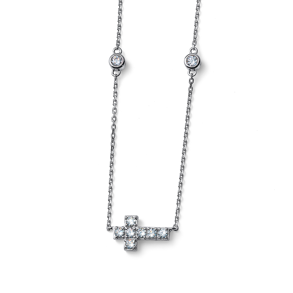 Levně Oliver Weber Nadčasový stříbrný náhrdelník s křížkem Virtue 61192 (řetížek, přívěsek)