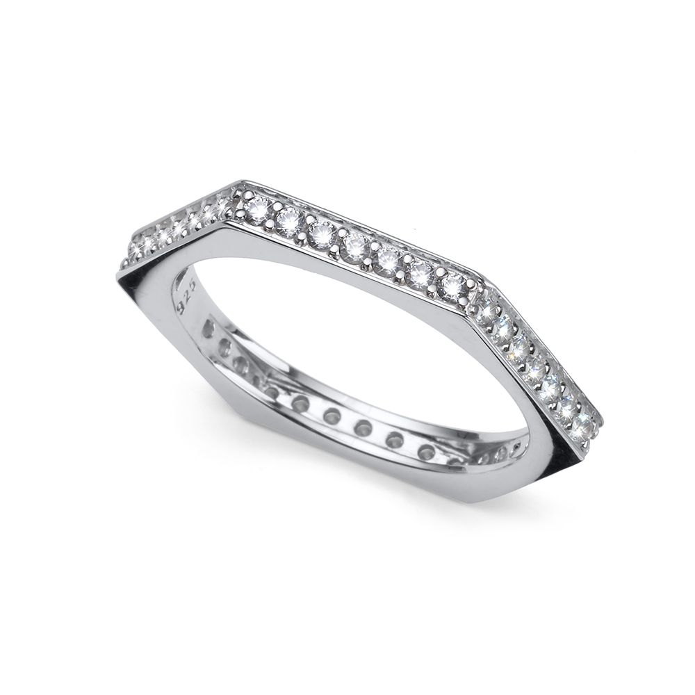 Oliver Weber Nadčasový stříbrný prsten s kubickými zirkony Edge 63266 52 mm