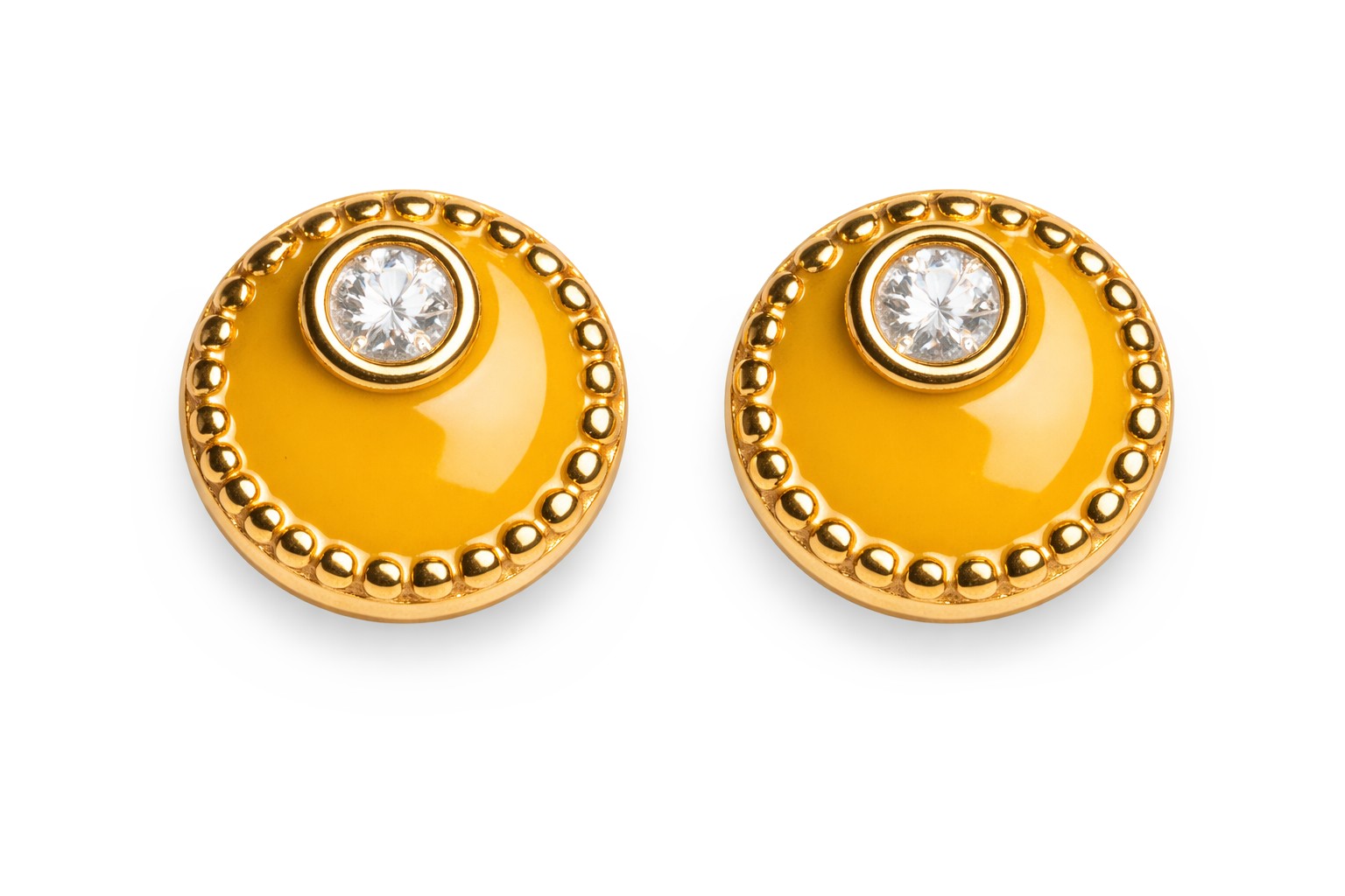 Oliver Weber Pozlátené náušnice so žltým smaltom Meliora 62258G YEL