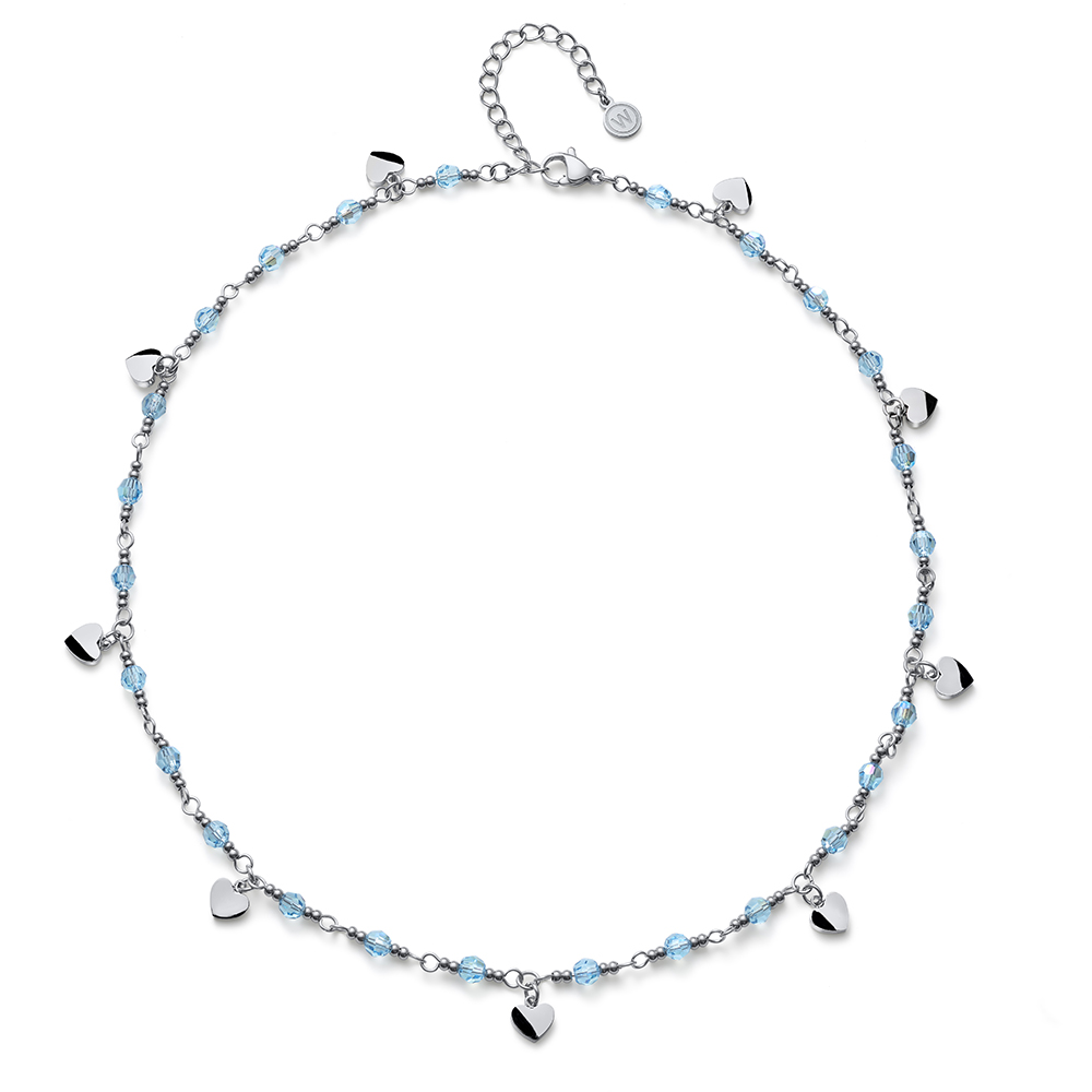 Oliver Weber Pôvabný oceľový náhrdelník s korálkami Freak 12262 BLU