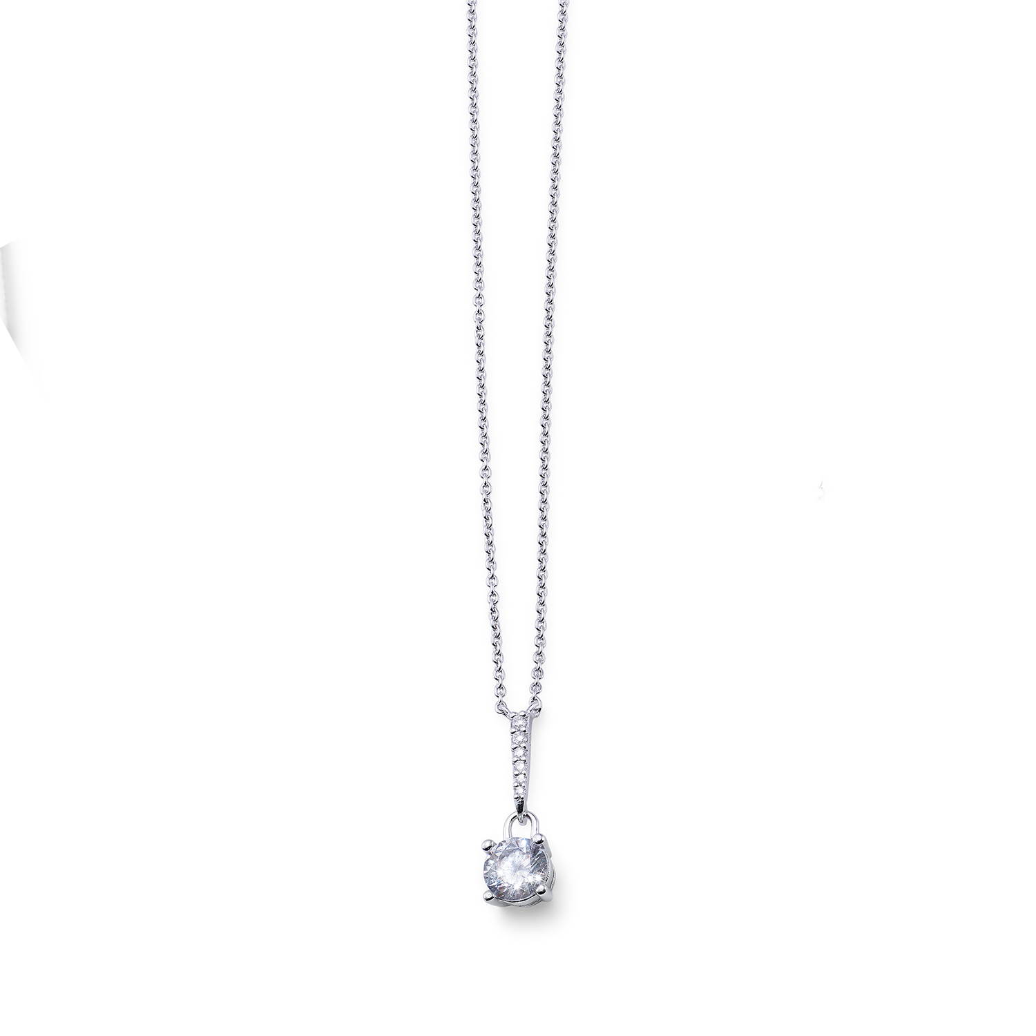 Oliver Weber Slušivý strieborný náhrdelník so zirkónmi Slim 61285 (retiazka, prívesok)