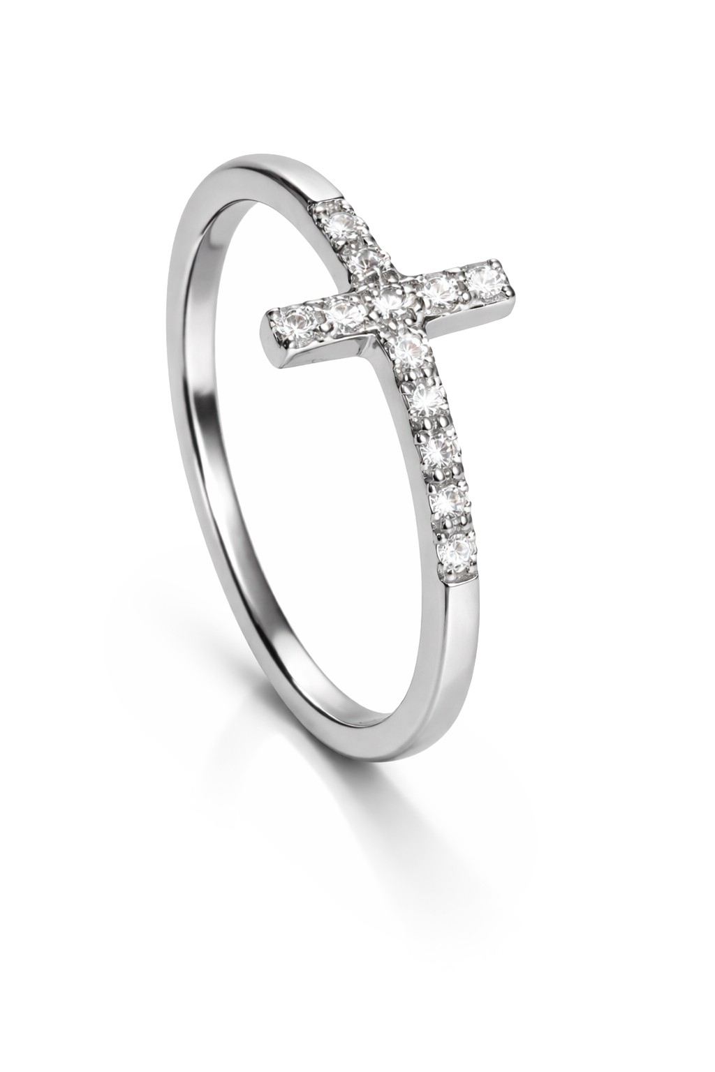 Oliver Weber Slušivý strieborný prsteň s krížikom Sanctuary 63342 59 mm