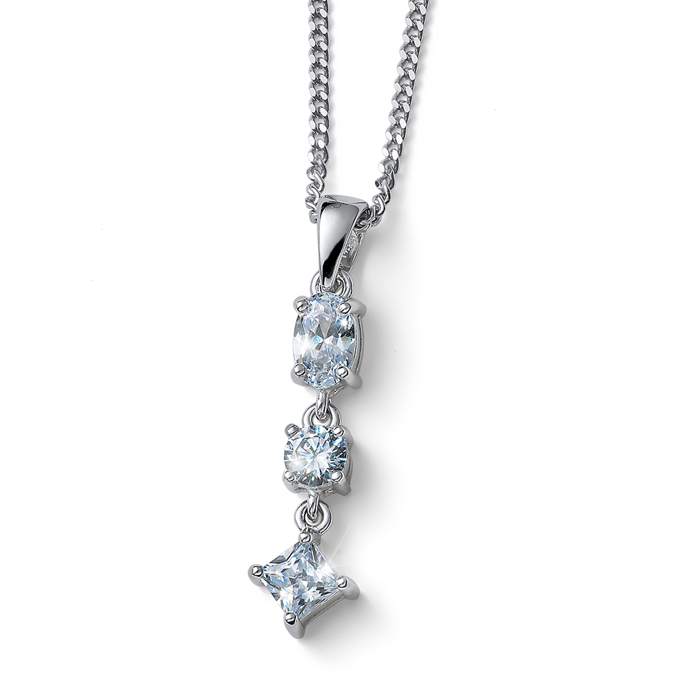 Oliver Weber Třpytivý stříbrný náhrdelník s kubickou zirkonií Achive 61195 (řetížek, přívěsek)