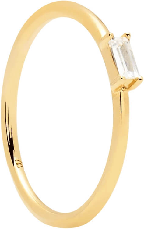 PDPAOLA Minimalistický pozlacený prsten ze stříbra s třpytivým zirkonem AMANI Gold AN01-146 54 mm