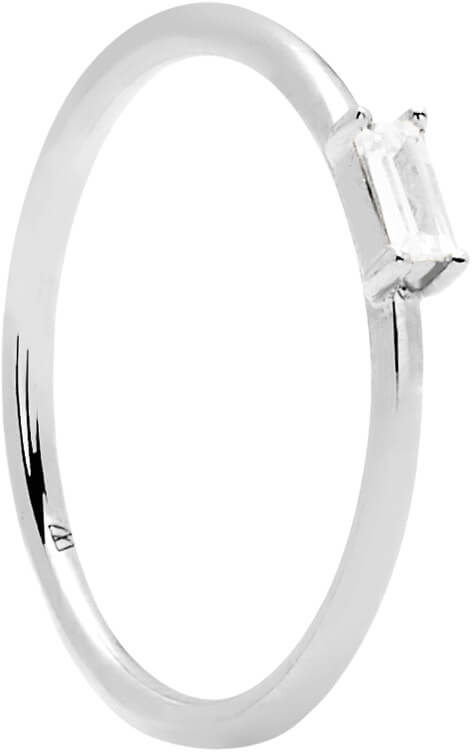PDPAOLA Minimalistický prsten ze stříbra s třpytivým zirkonem AMANI Silver AN02-146 52 mm