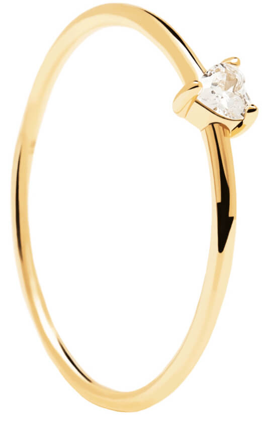 PDPAOLA Minimalistický pozlacený prsten se srdíčkem White Heart Gold AN01-223 56 mm