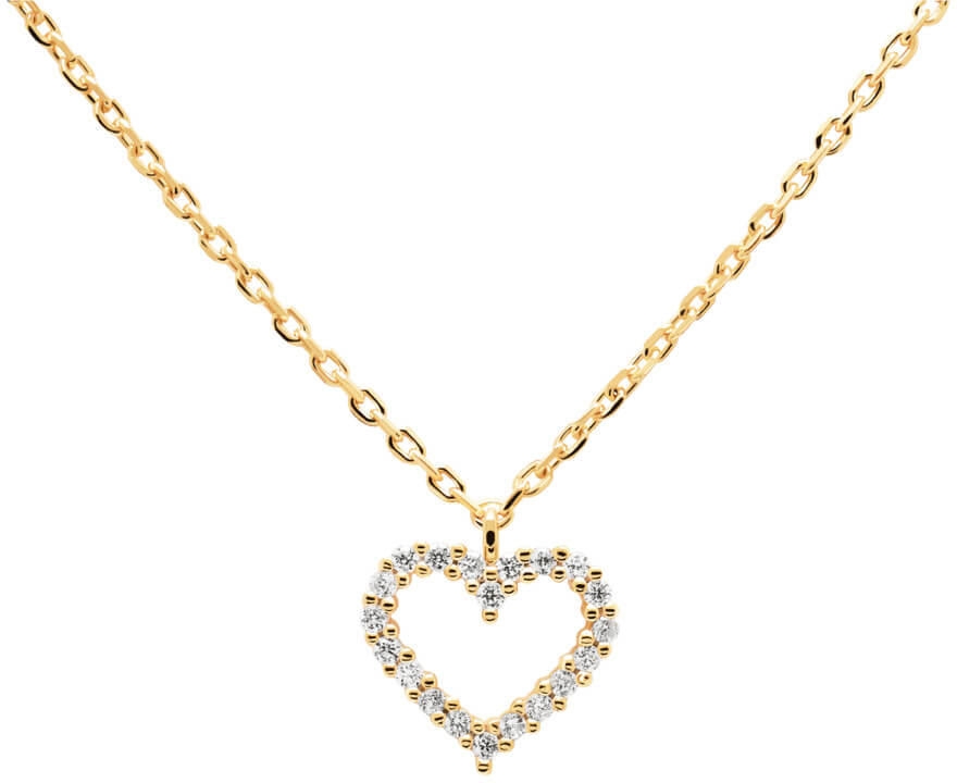 PDPAOLA Něžný pozlacený náhrdelník se srdíčkem White Heart Gold CO01-220-U (řetízek, přívěsek)