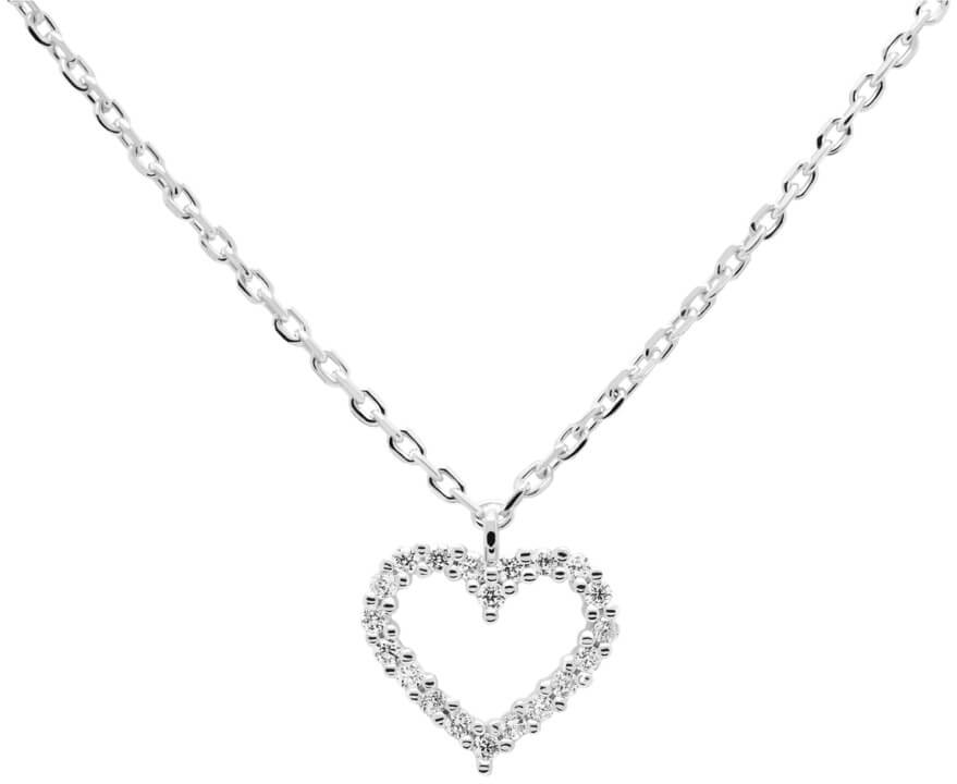 PDPAOLA -  Něžný stříbrný náhrdelník se srdíčkem White Heart Silver CO02-220-U (řetízek, přívěsek)