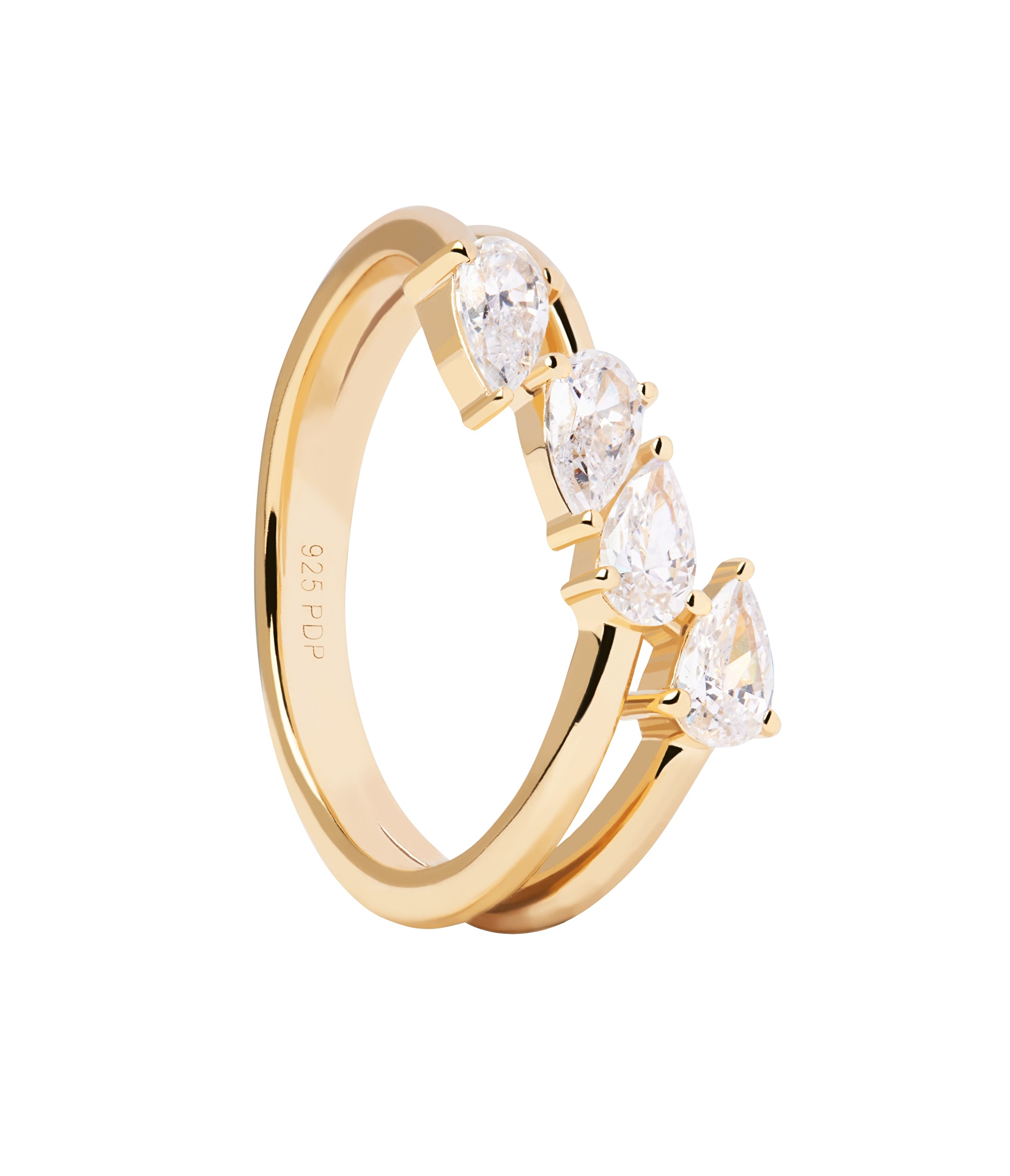 PDPAOLA Blyštivý pozlacený prsten se zirkony Terra Essentials AN01-861 56 mm