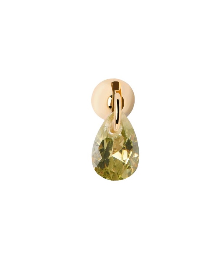 PDPAOLA -  Elegantní pozlacená single náušnice se zirkonem Green Lily Gold PG01-203-U
