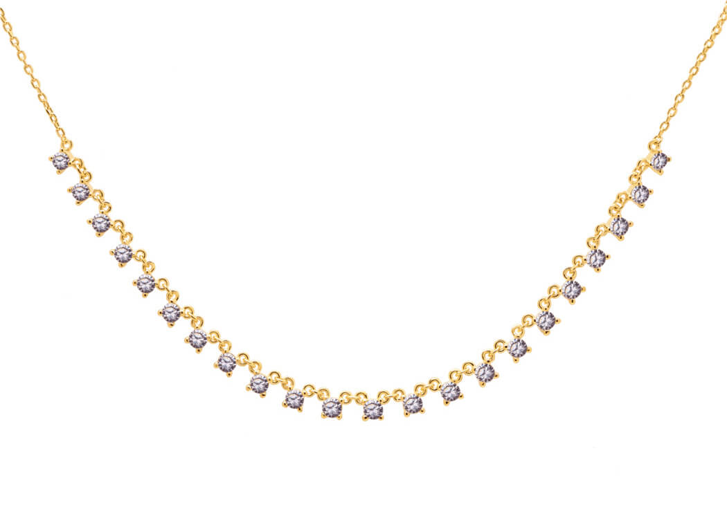 PDPAOLA Elegantní pozlacený náhrdelník se zirkony VICTORIA CO01-184