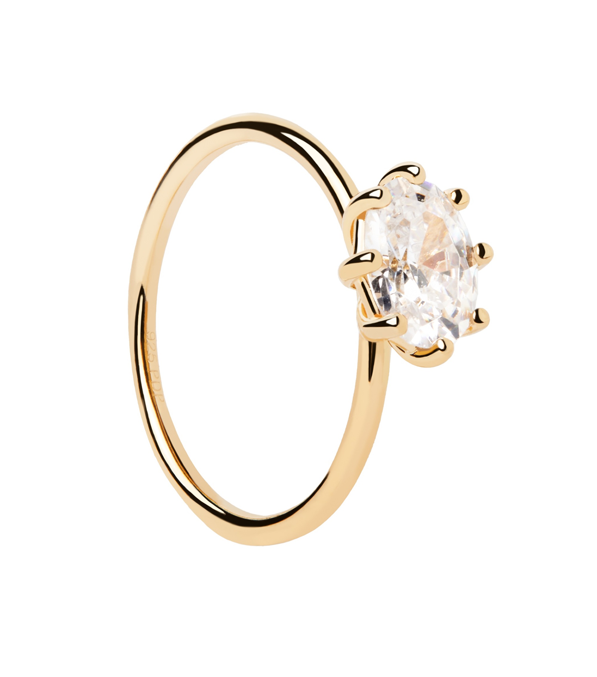 PDPAOLA Elegantní pozlacený prsten s čirým zirkonem KIM Essentials AN01-A12 52 mm