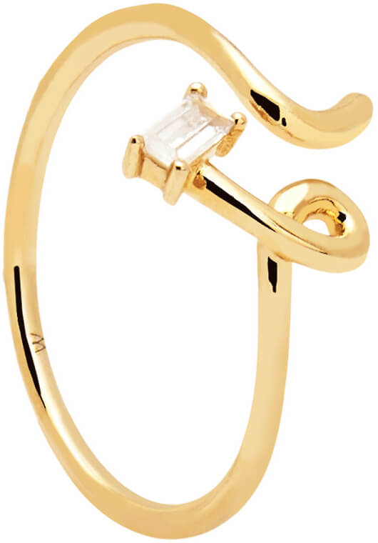 PDPAOLA Elegantní pozlacený prsten se zirkonem NEMA Gold AN01-153 50 mm