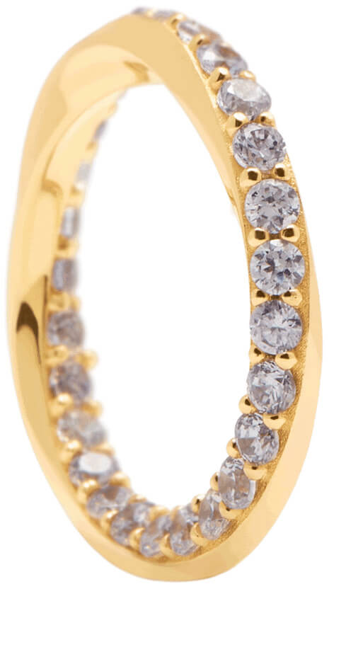 PDPAOLA Elegantní pozlacený prsten se zirkony CAVALIER AN01-197 56 mm