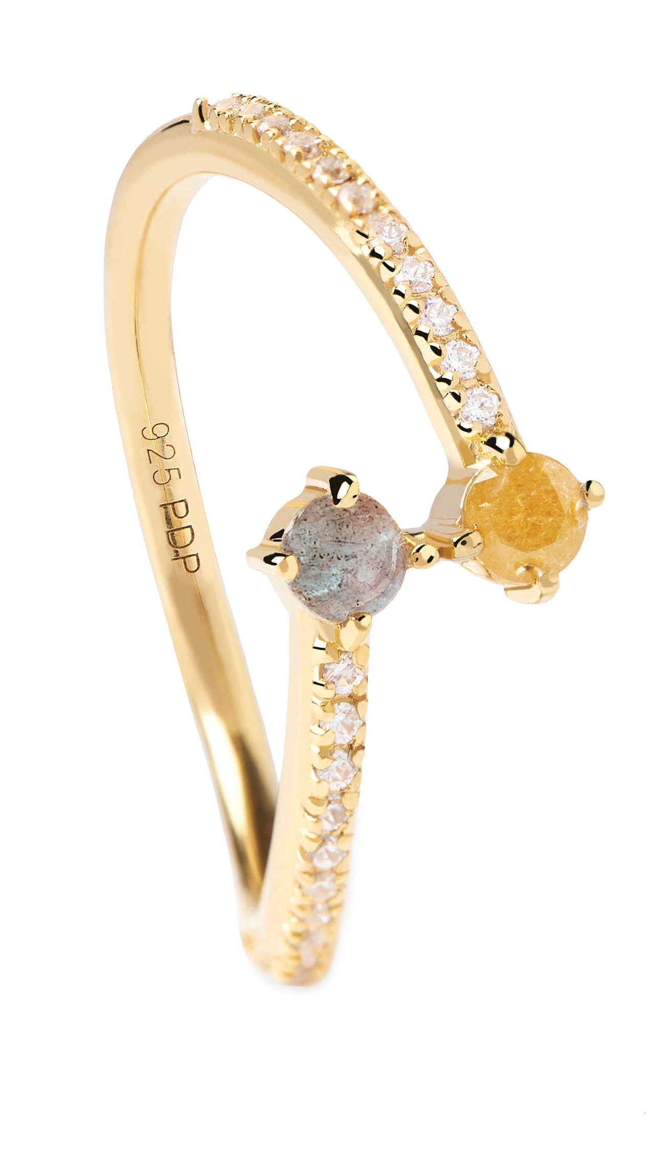 PDPAOLA Elegantní pozlacený prsten se zirkony VILLA AN01-647 56 mm